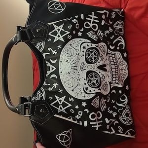 Banned black skull pentagram handbag